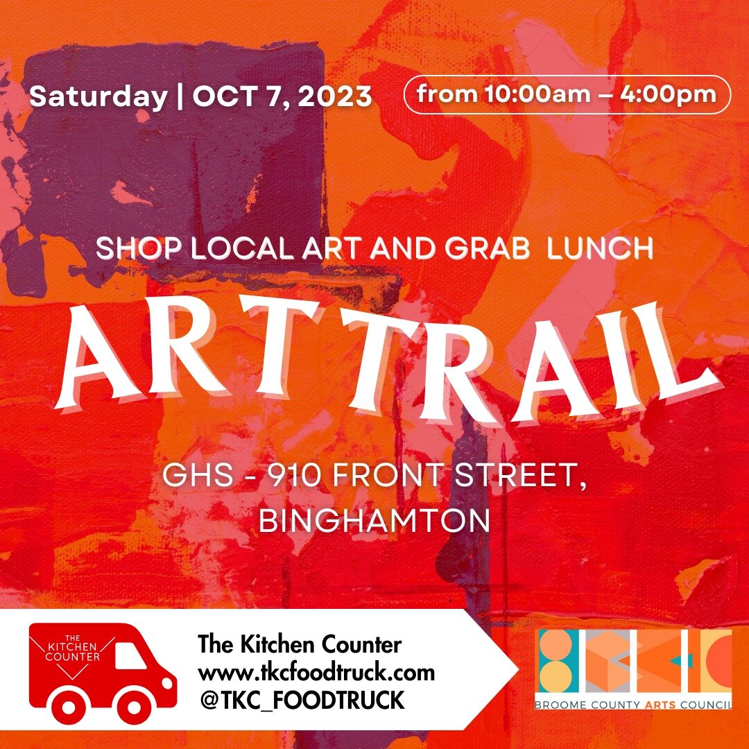 Stop by our 910 Front Street, Binghamton branch tomorrow, Saturday, Oct 7 from 10AM-4PM to shop and support some amazing artists! GHS is proud to partner with the Broome County Arts Council  to be a location for this year's Art Trail. 
Need lunch? Gr