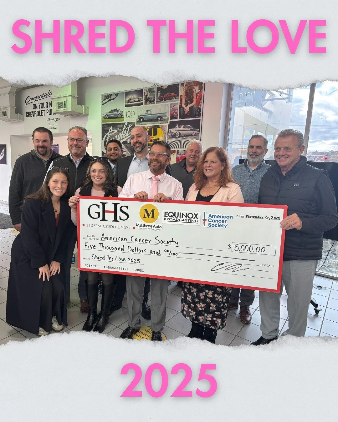 Another Shred Day success!
With help from Equinox Broadcasting, Matthews Auto, and our incredibly generous community, we all were able to collect a total of $5000 this year to donate to Breast Cancer Research through the American Cancer Society. That