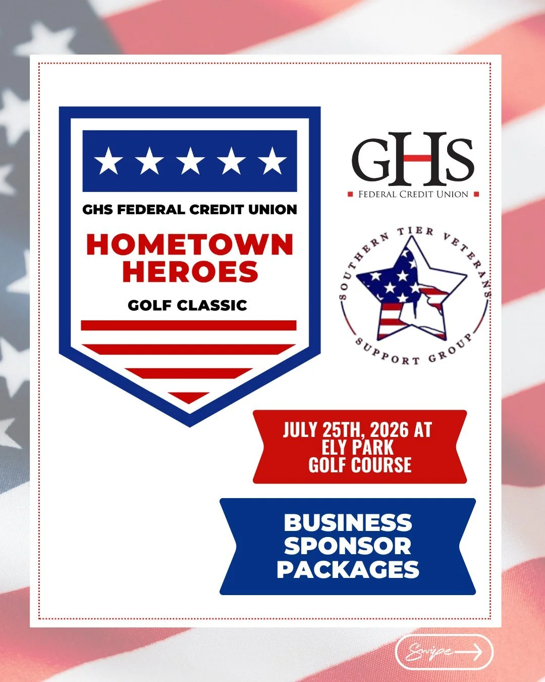 🇺🇸⛳ Sponsorship opportunities are now open for the inaugural Hometown Heroes Golf Classic hosted by GHS Federal Credit Union, benefiting the Southern Tier Veterans Support Group.

This isn&rsquo;t just a golf tournament. It&rsquo;s a full-day commu