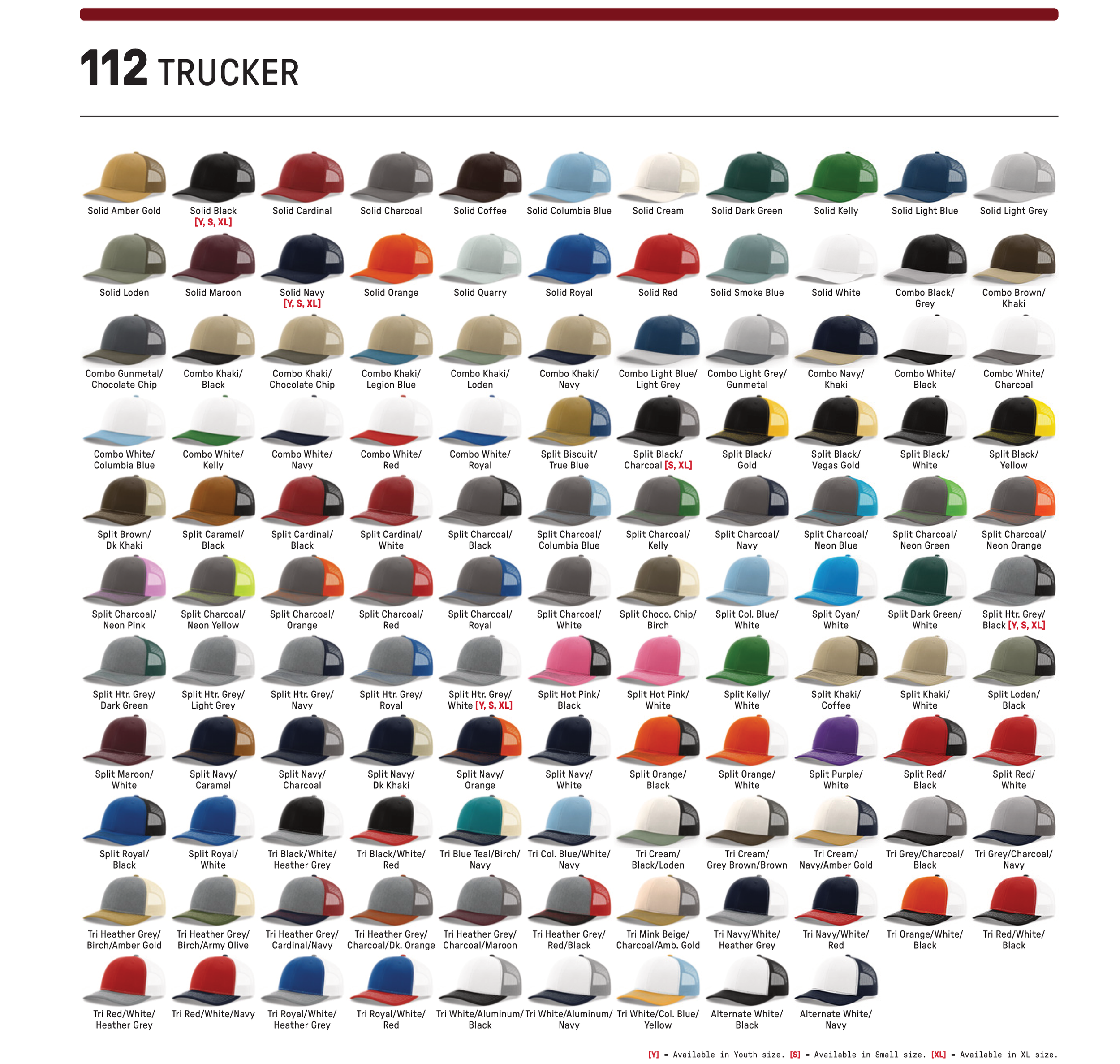 Richardson 112 Trucker Cap — all 2026 colorways