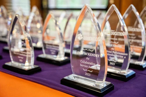 Engraved acrylic awards group shot