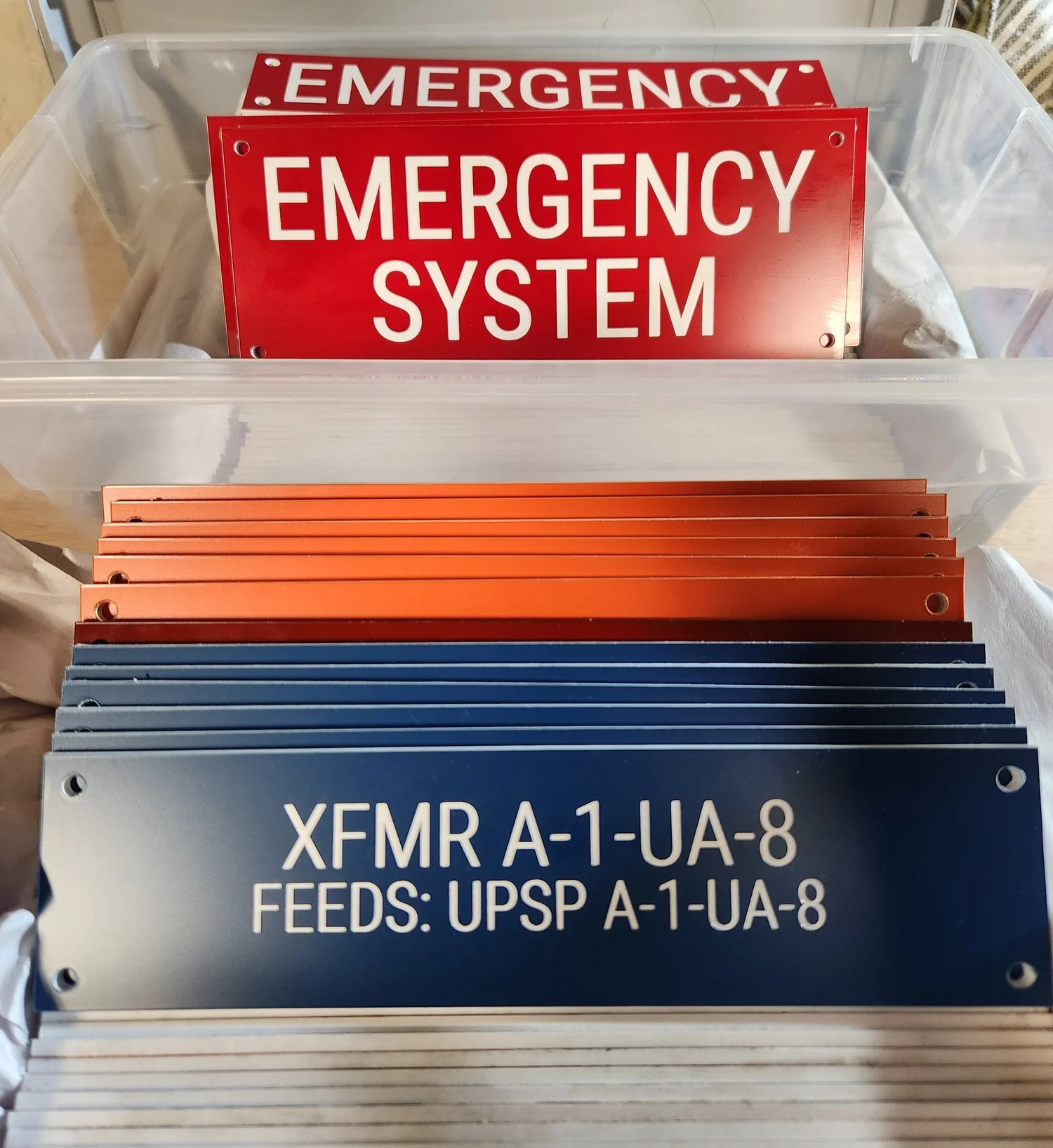 Custom acrylic safety sign detail