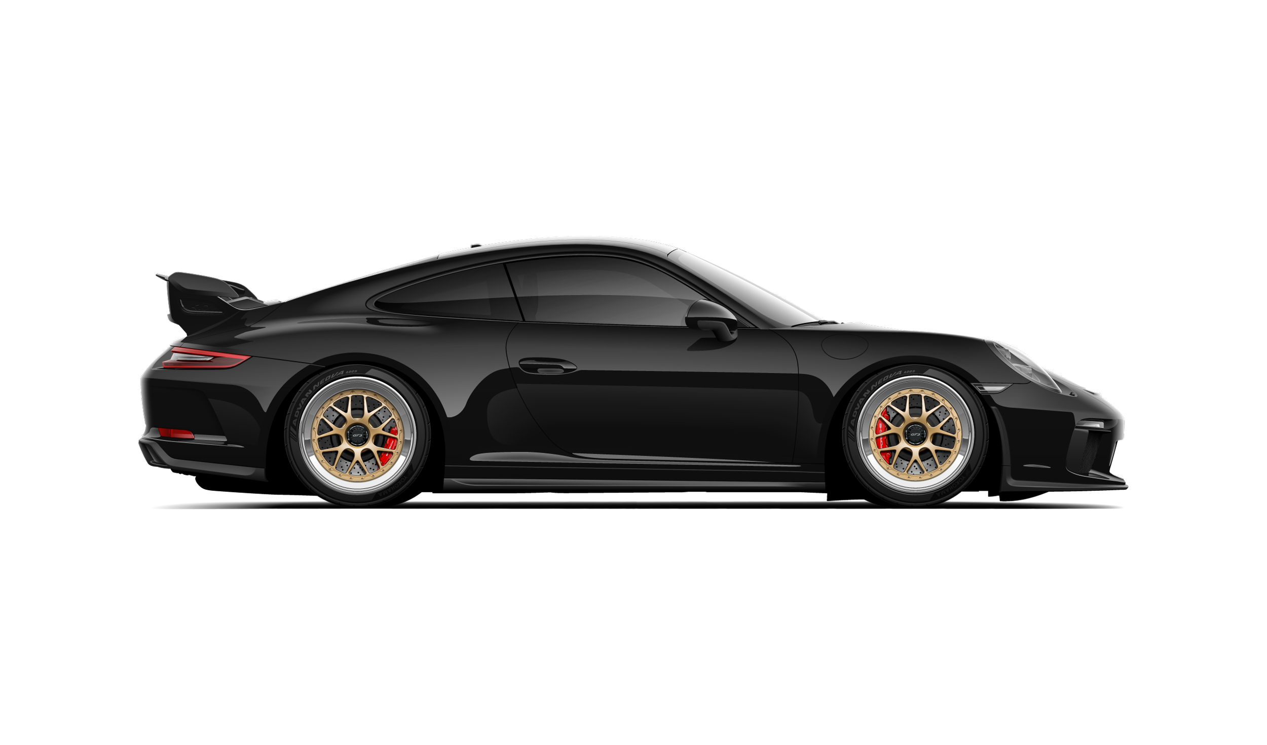 black porsche 991.2 gt3 by system motorsports with gold bbs e07 wheels