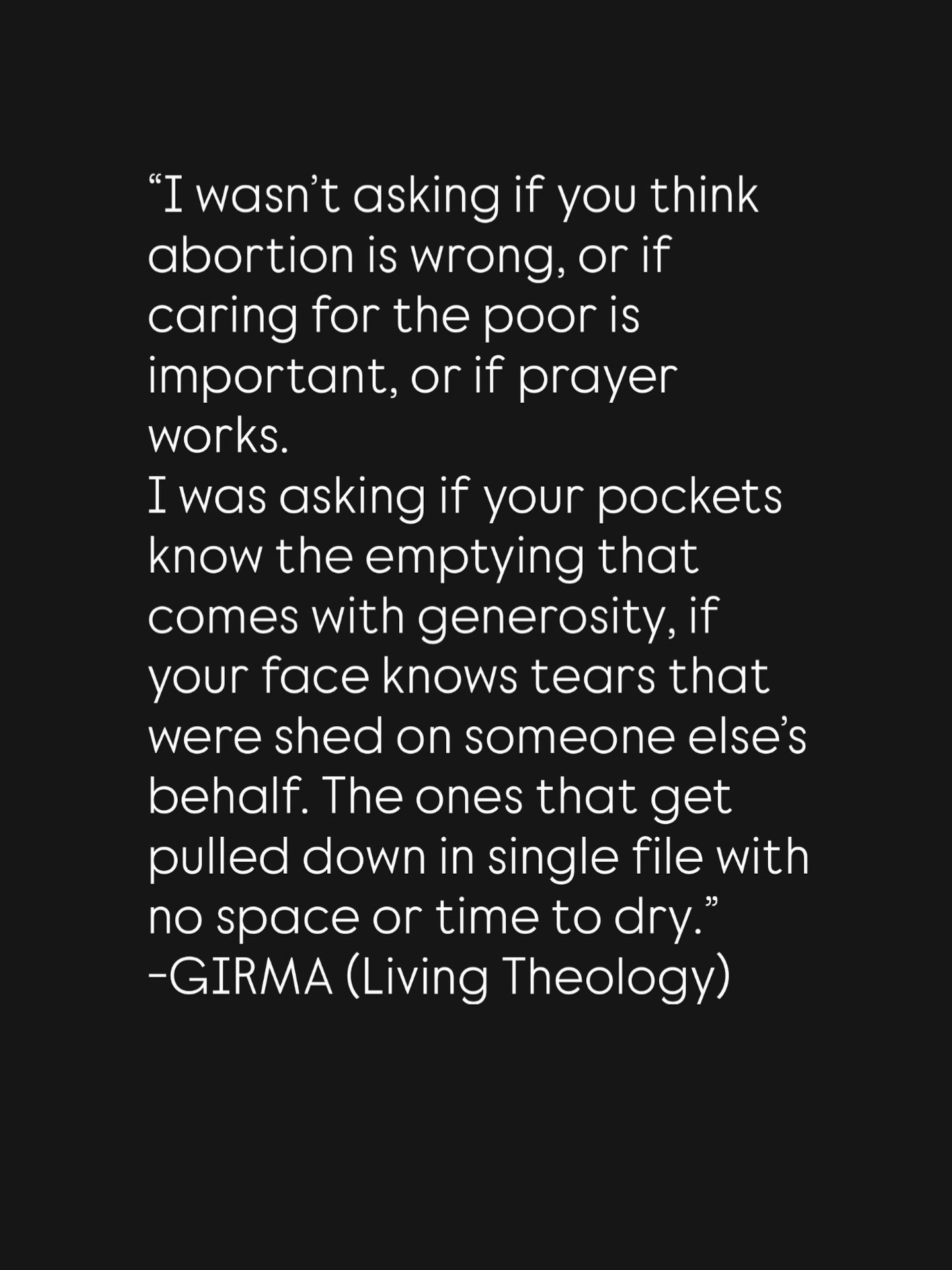 &ldquo;I was asking if your pockets know the emptying that comes with generosity.&rdquo;