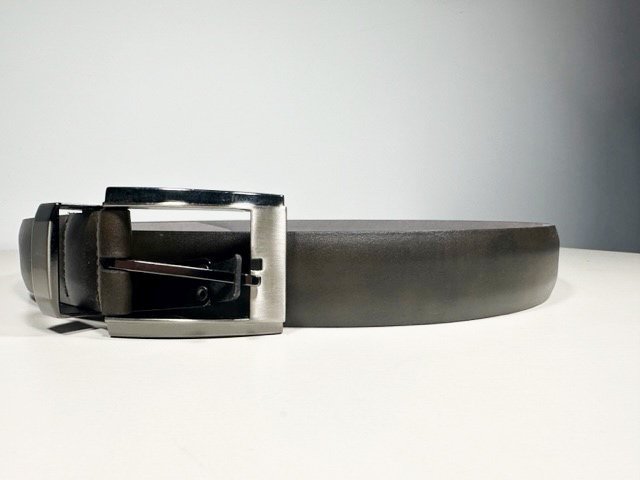 black belt Italian leather silver buckle