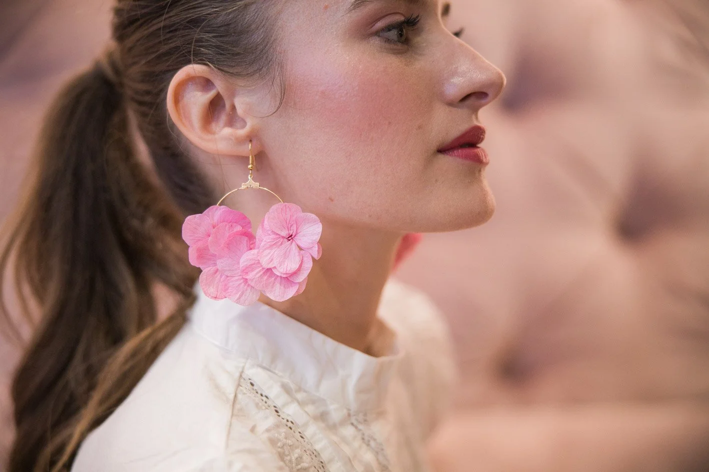 Calandra pink $140
Hand created in Paris, comprised of real flowers