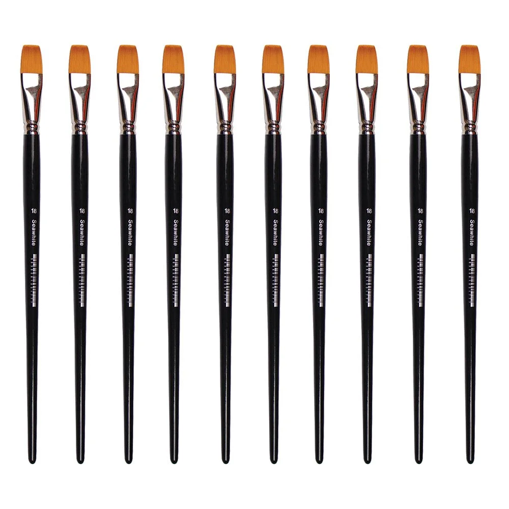 Golden Synthetic Brush - Flat Size 18 - Pack of 10