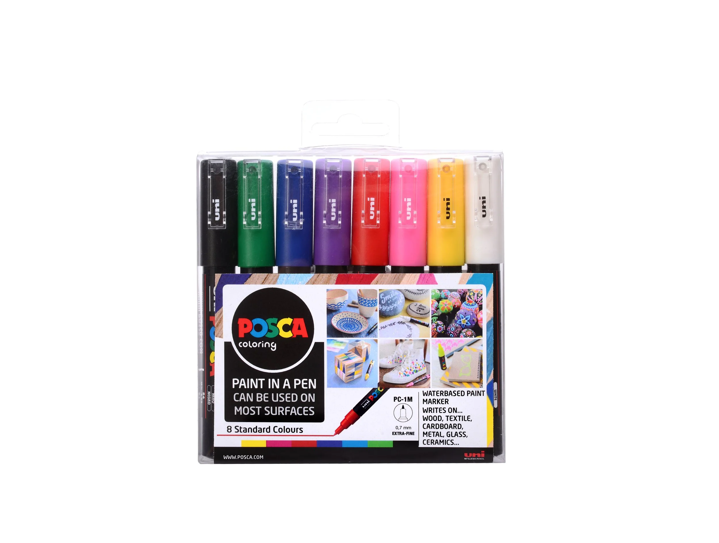 POSCA PC-1M Paint Marker Set - 8 Colours, Extra Fine Tip