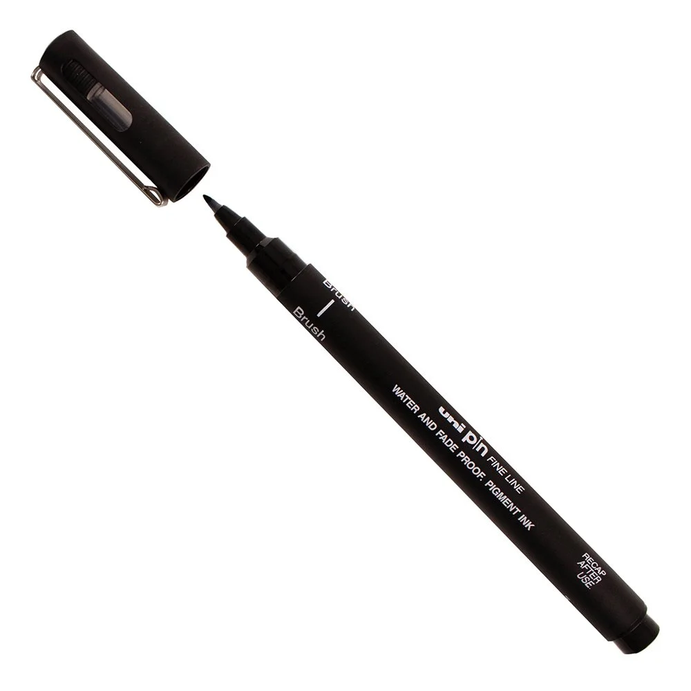 UniPin Fineliner Brush Pen Black SINGLE