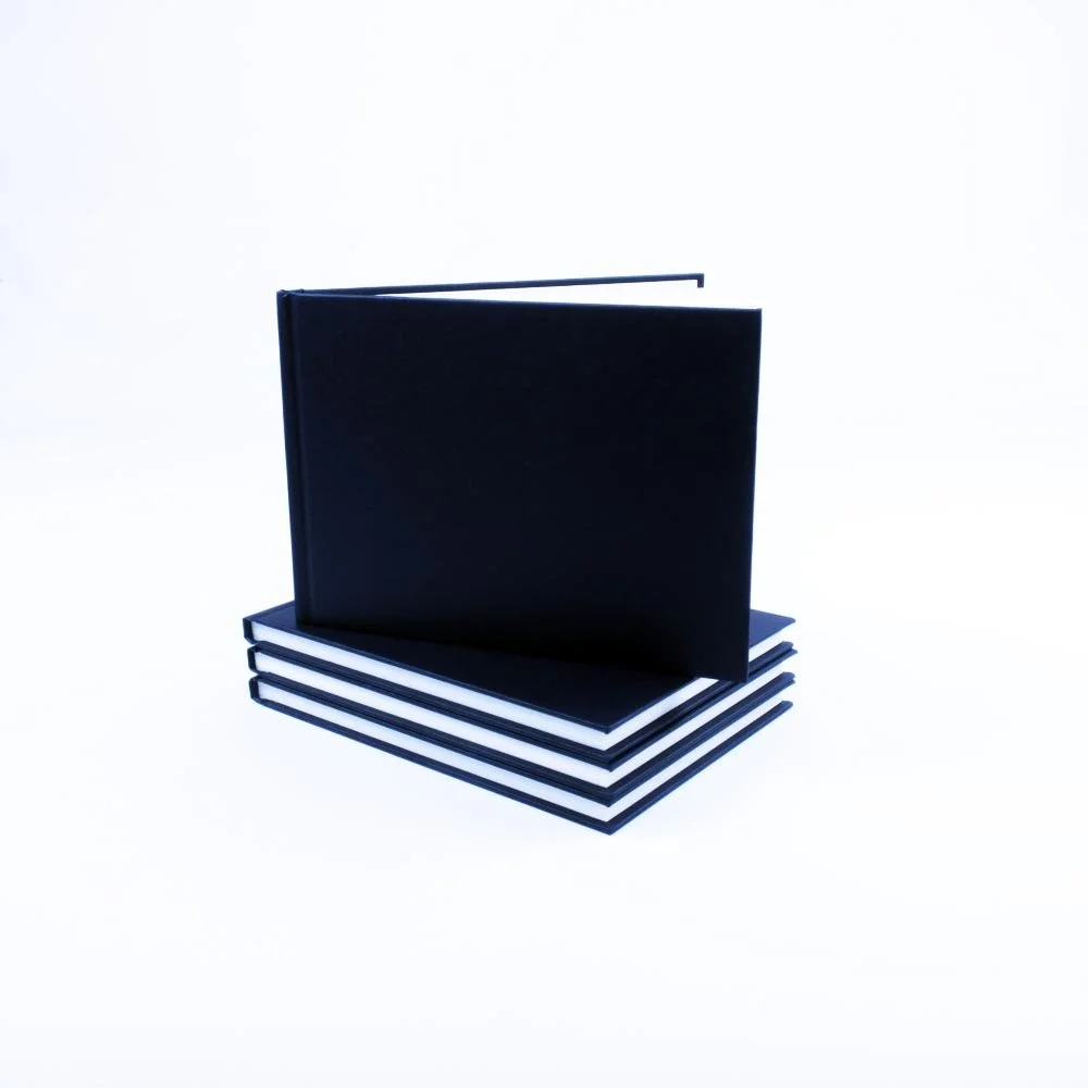 A5 Landscape Black Cloth Hardbacked Sketchbook 92 pages 140gsm