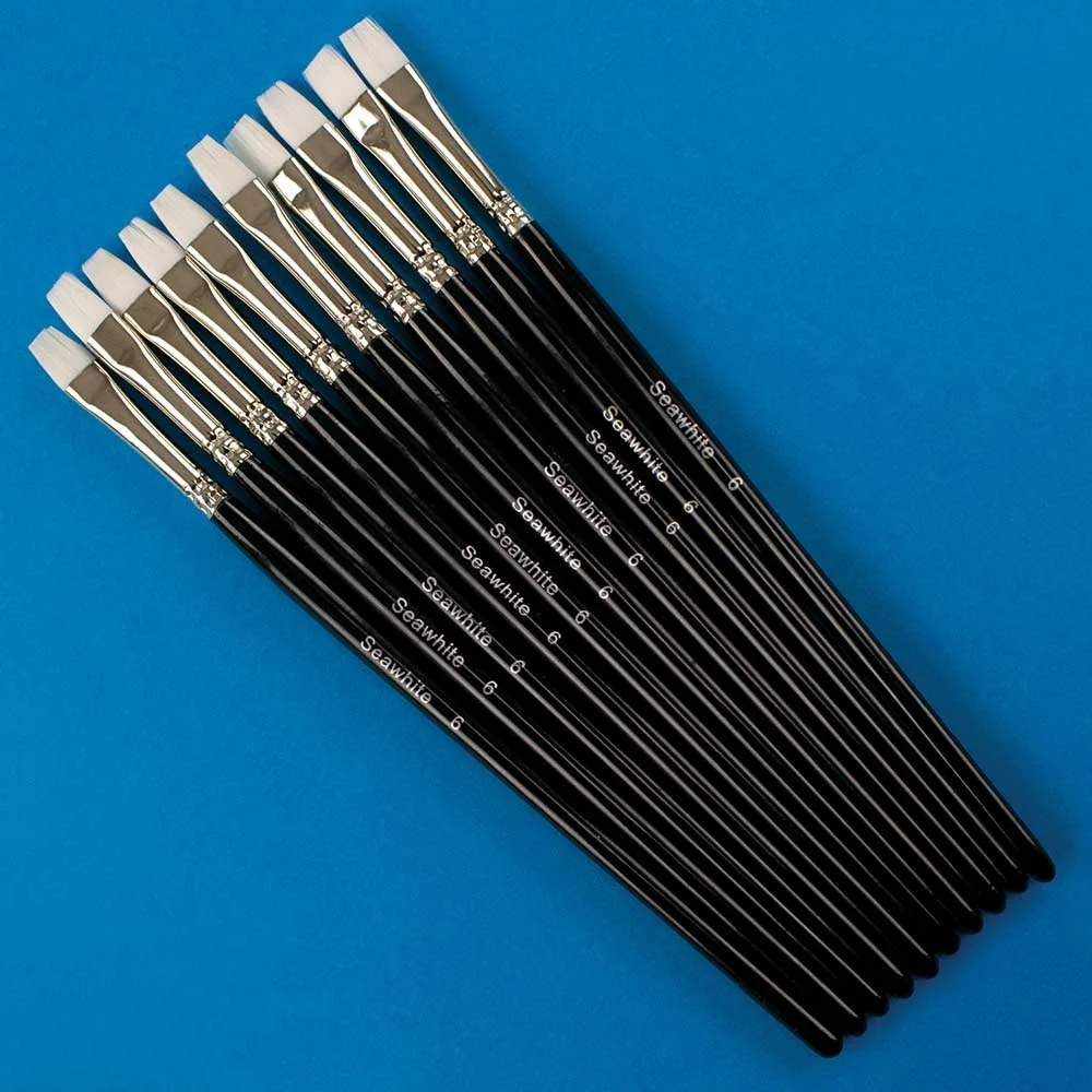 White Synthetic Flat Brush Size 6
