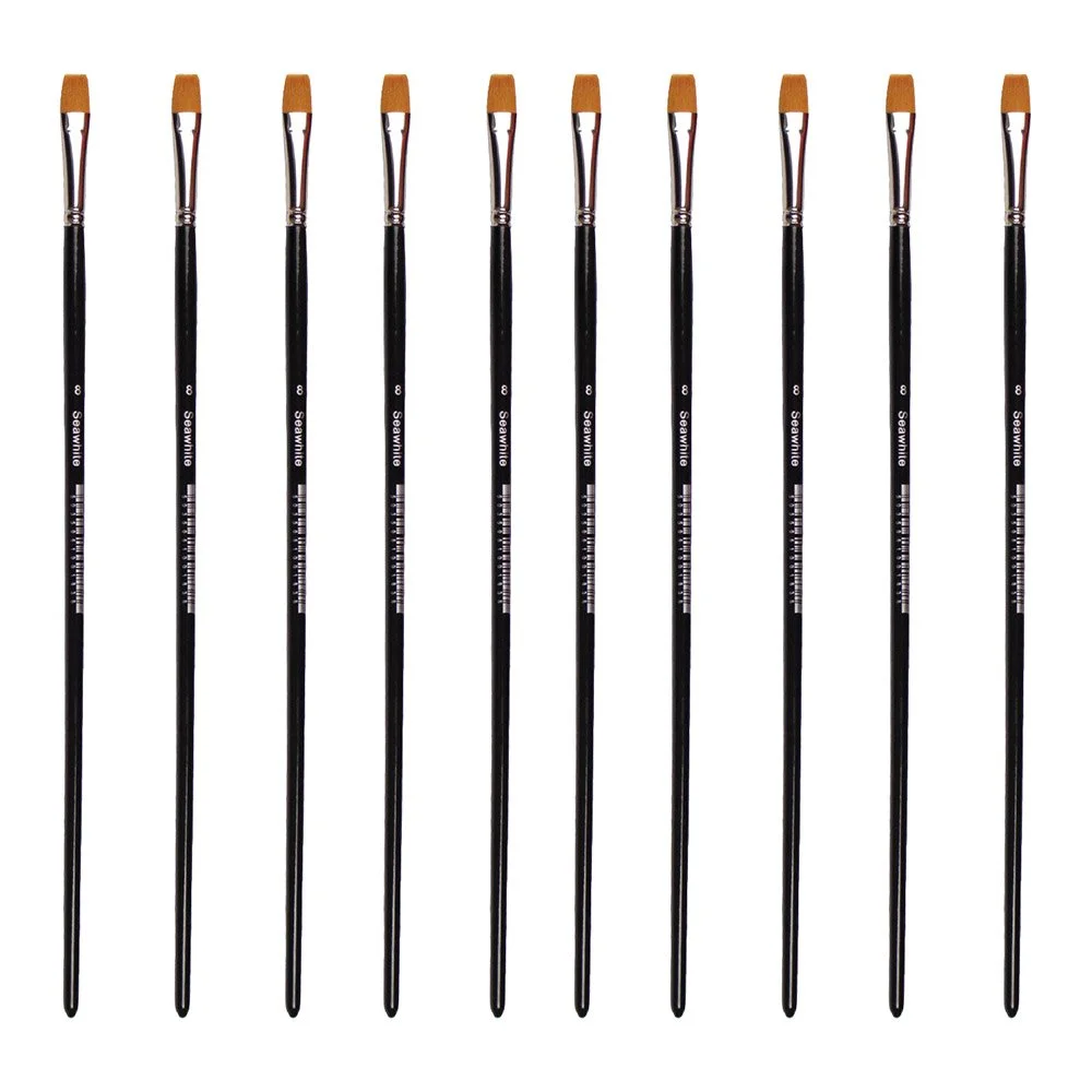 Golden Synthetic Brush - Flat Size 8 - Pack of 10