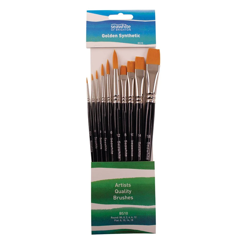 Golden Synthetic Brush Set of 10: 00 0 2 4 6 8 10 12 14 18