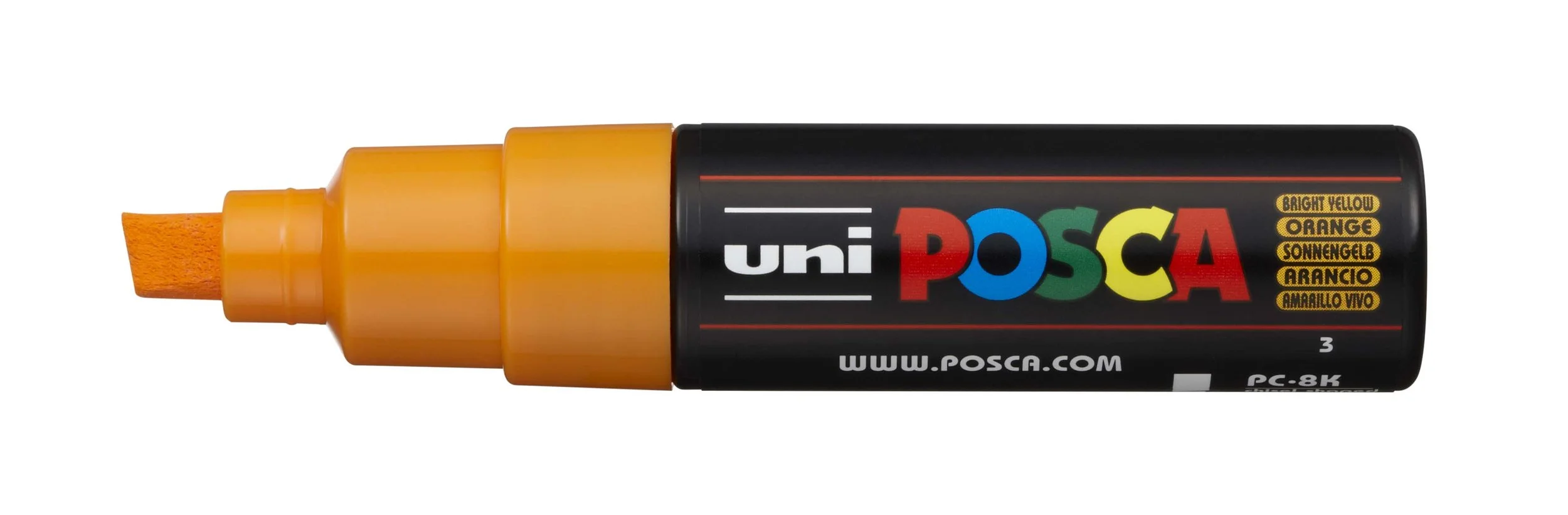 POSCA PC-8K Paint Marker - Bright Yellow, Broad Chisel Tip