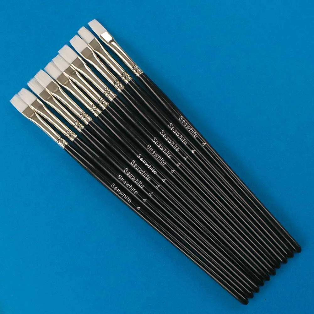 White Synthetic Flat Brush Size 4