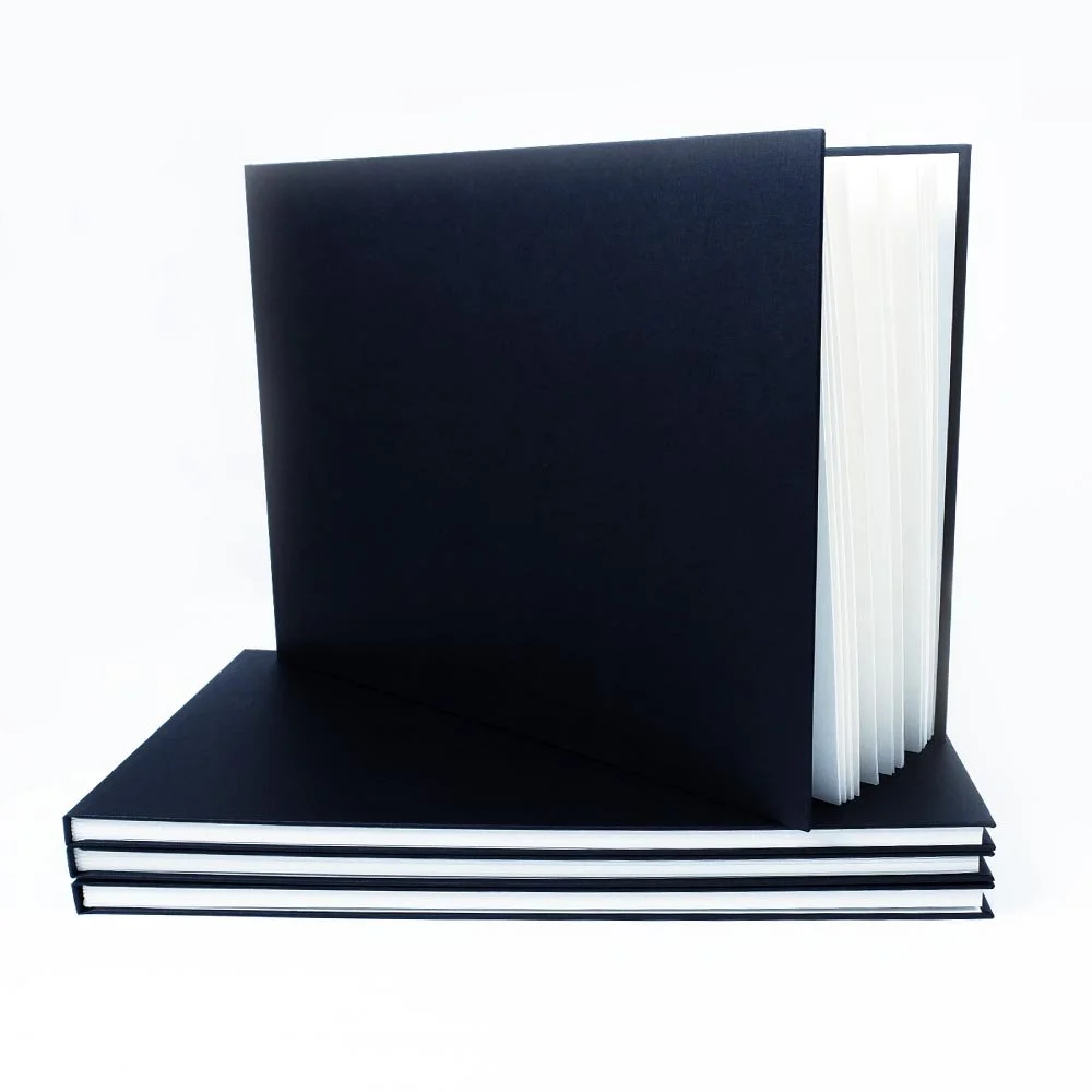 A3 Landscape Black Cloth Hardbacked Sketchbook 92 pages 140gsm