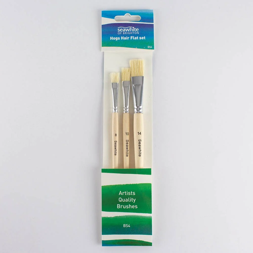 Hogs Hair Flat Brush Set Sizes 8 10 & 14