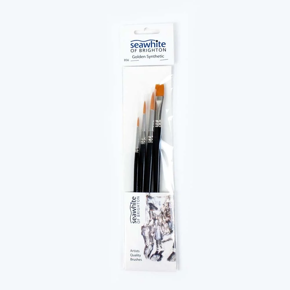 Golden Synthetic Brush Set Sizes 2 4 8 & 10