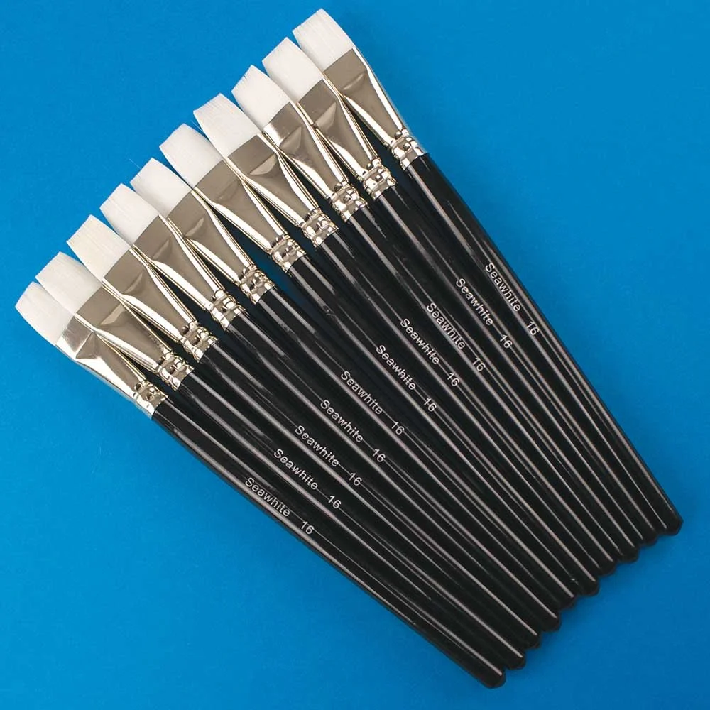 White Synthetic Flat Brush Size 16