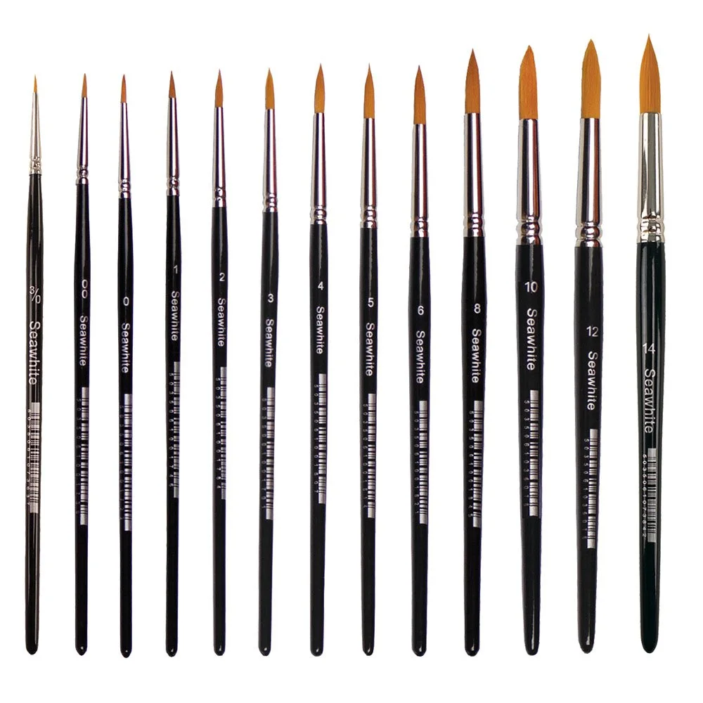 Golden Synthetic Brush - Pointed 3 of each 13 sizes