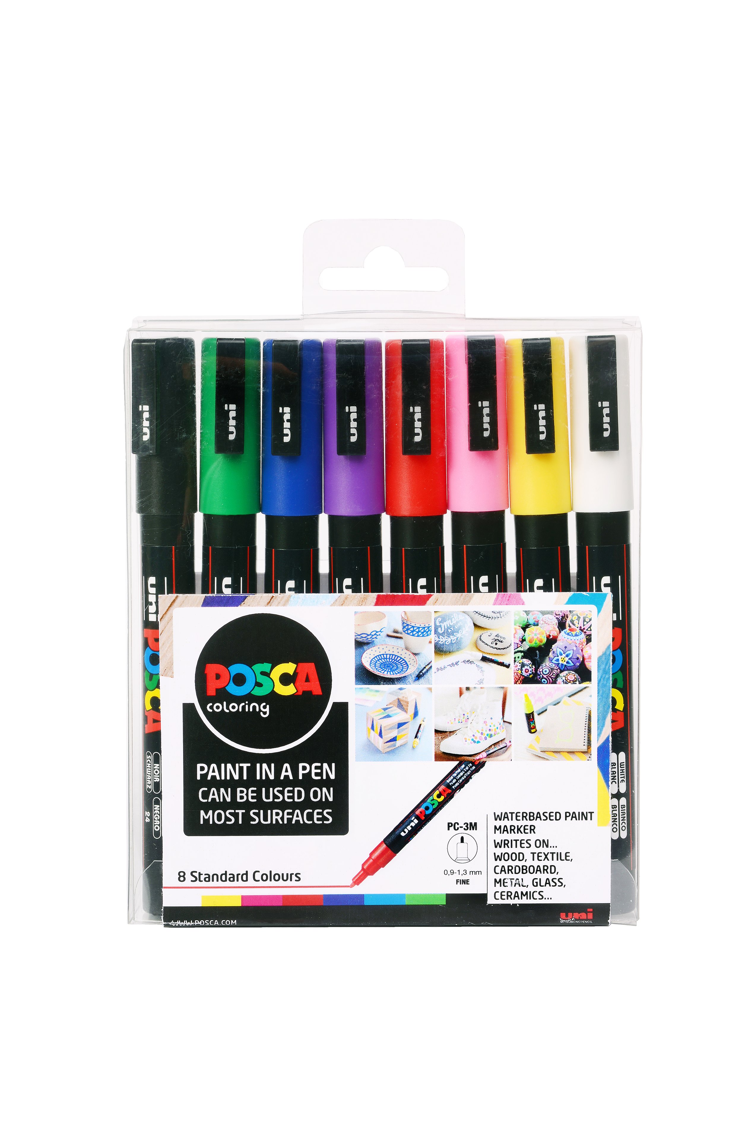 POSCA PC-3M Paint Marker Set – 8 Colours, Fine Tip