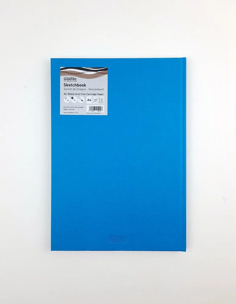 A4 Portrait Coloured Cloth Cover Sketchbook 92 pages 140gsm Kingfisher Blue