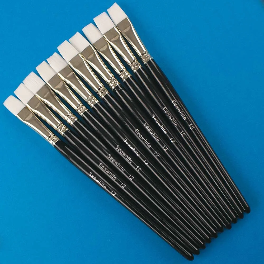 White Synthetic Flat Brush Size 12