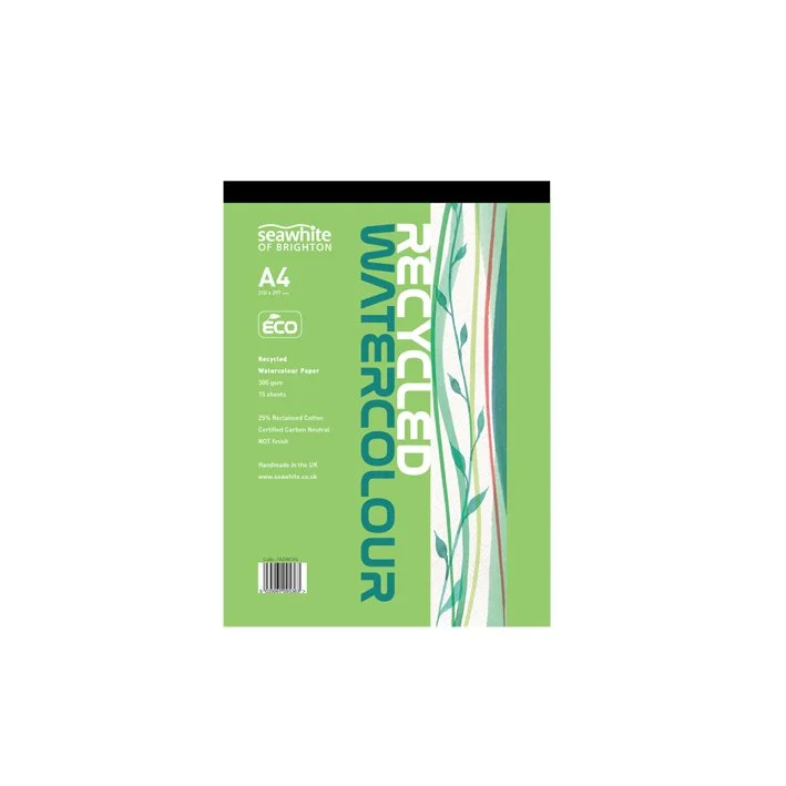 A4 Recycled Watercolour Pad glued 15 sheets 300gsm