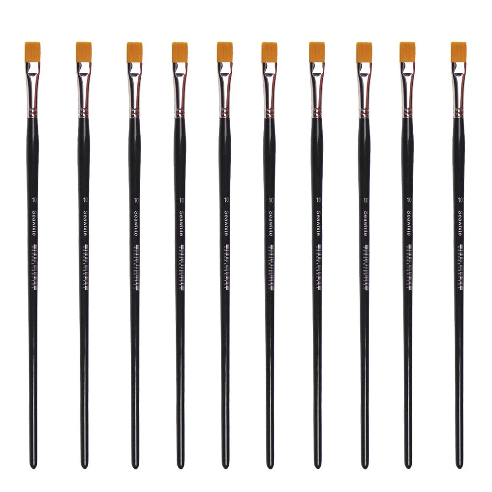 Golden Synthetic Brush - Flat Size 10 - Pack of 10