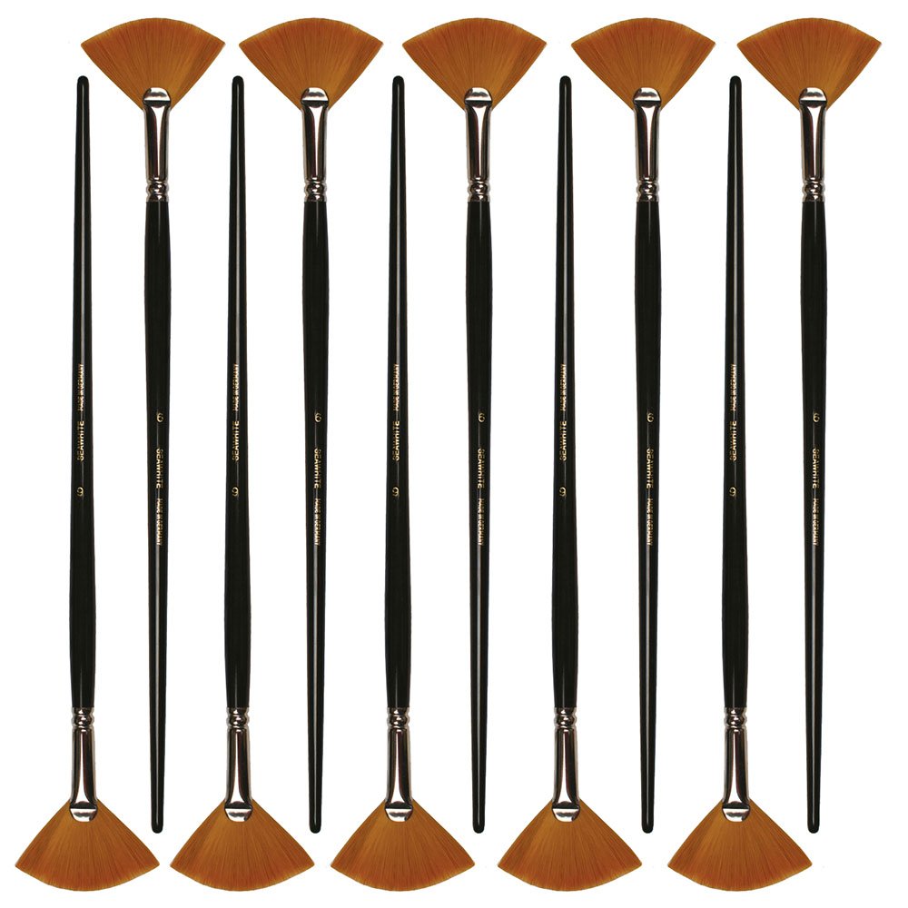 Golden Synthetic Brush Fan - Size 6 - Pack of 10