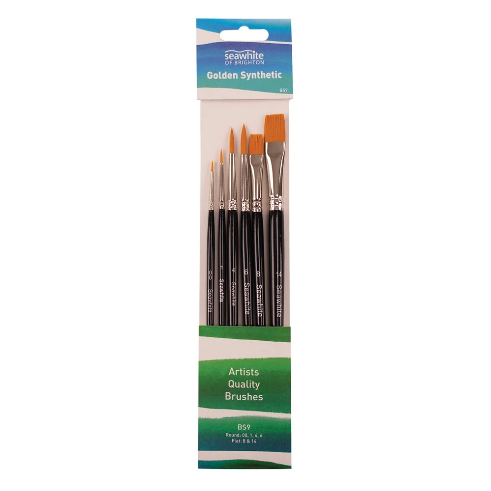 Golden Synthetic Brush Set of 6: 00 1 4 6 8 14