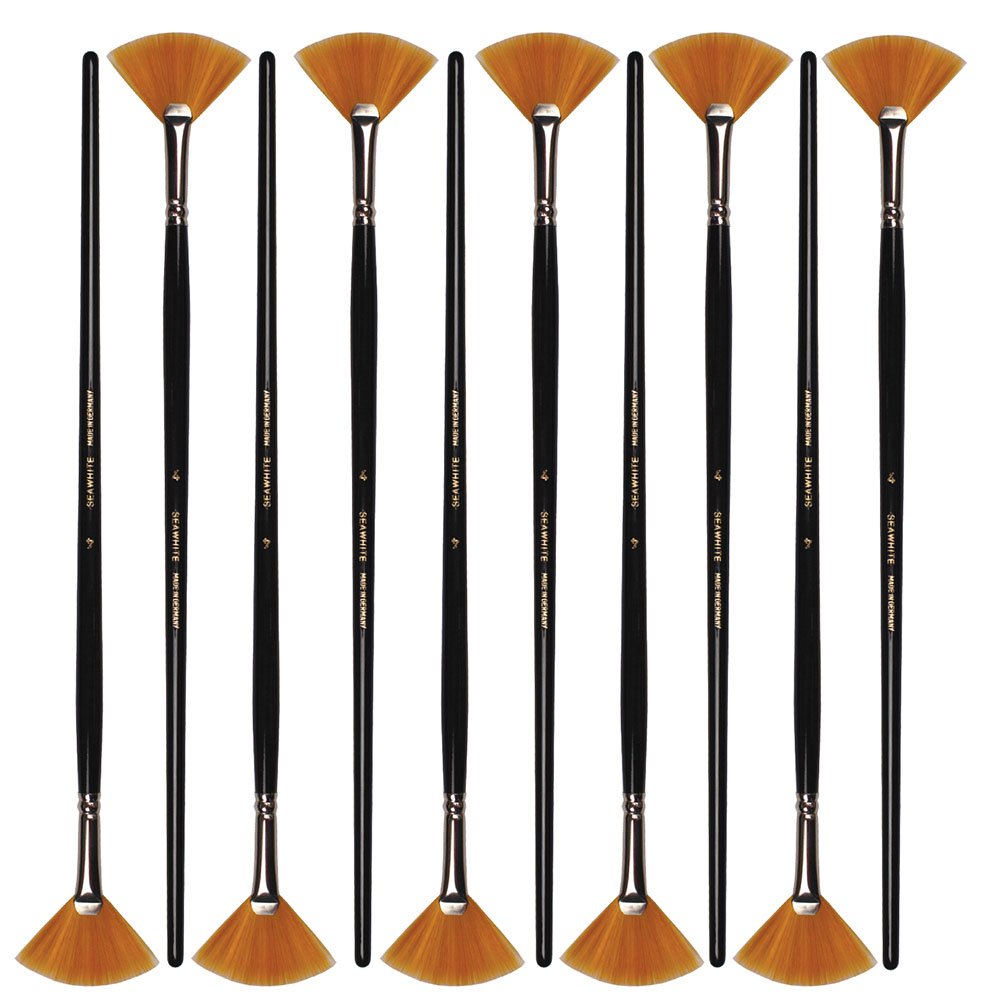 Golden Synthetic Brush Fan - Size 4 - Pack of 10