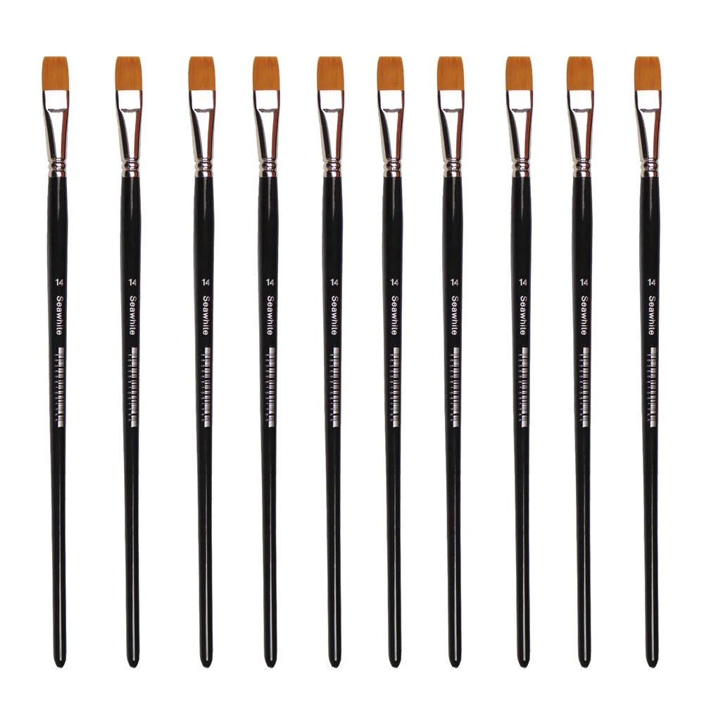 Golden Synthetic Brush - Flat Size 14 - Pack of 10