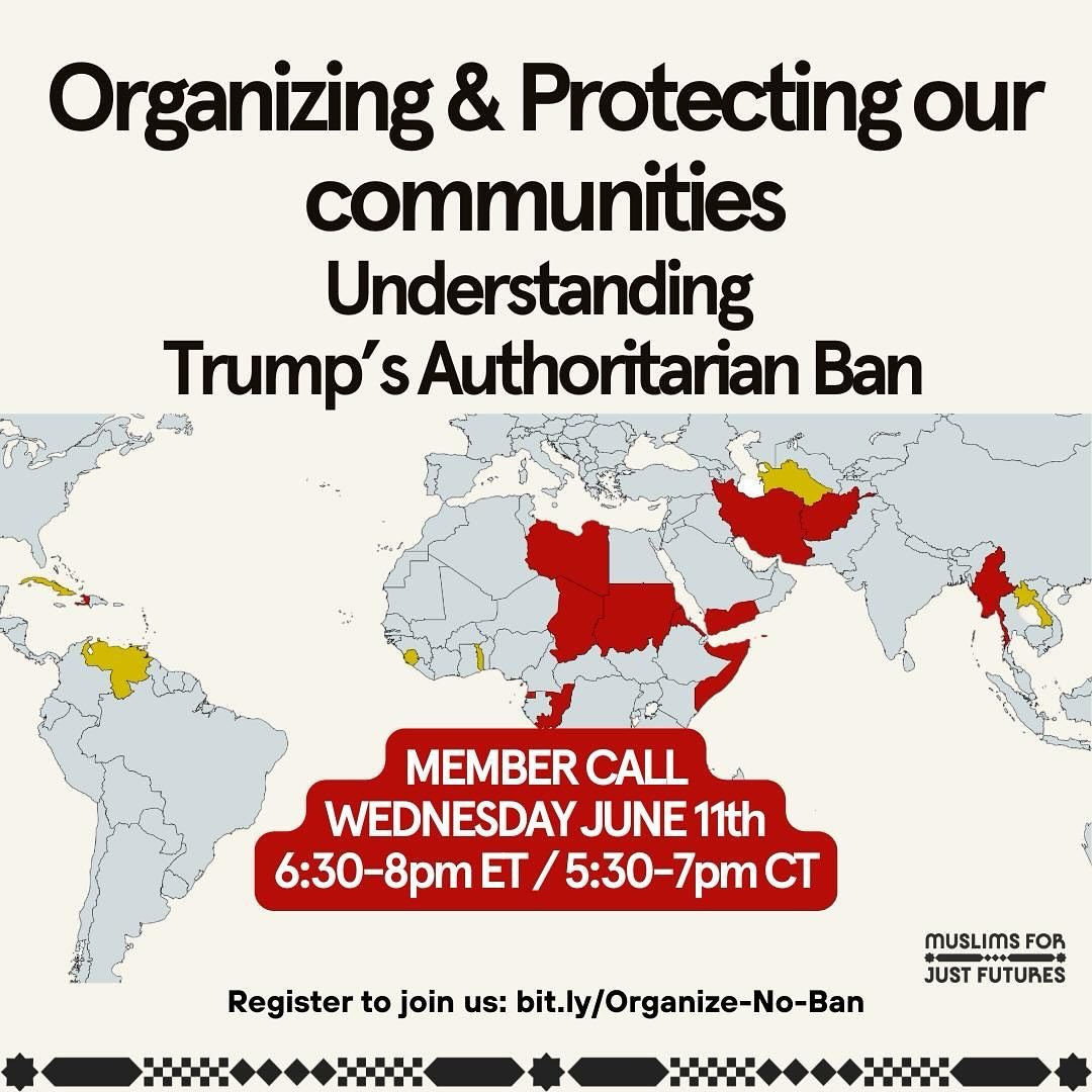 In light of the authoritarian travel/entry ban, and the escalation of state violence in LA, we are inviting everyone to join us for a member call to discuss the organizing needed in this moment and other resources we may need. 

TOMORROW, Wednesday J