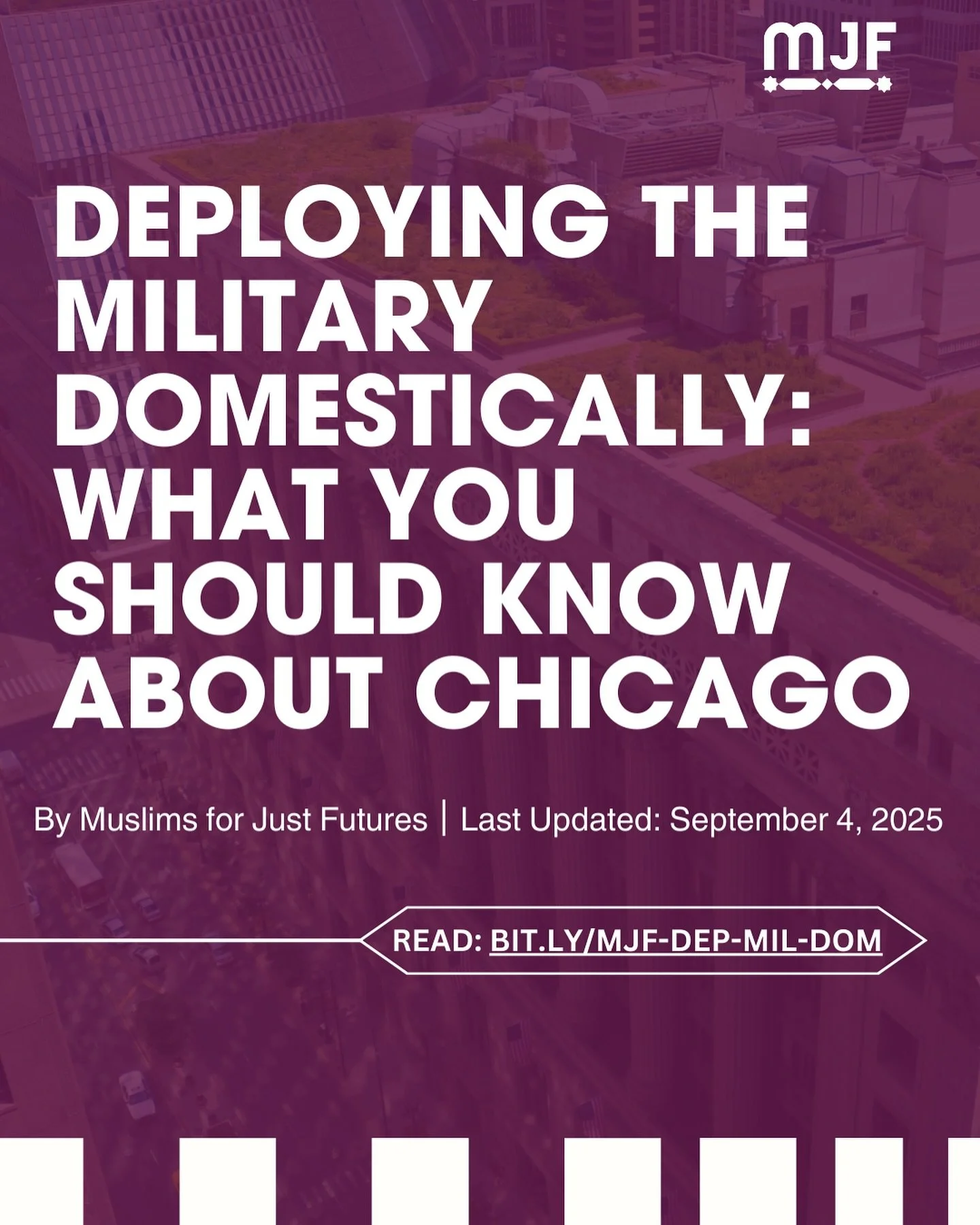 The Trump Administration intends to use Chicago as the next example of their broader plan in normalizing militarized responses to protest and dissent. In light of unfolding events in our city as federal forces continues to raid our neighborhoods, MJF