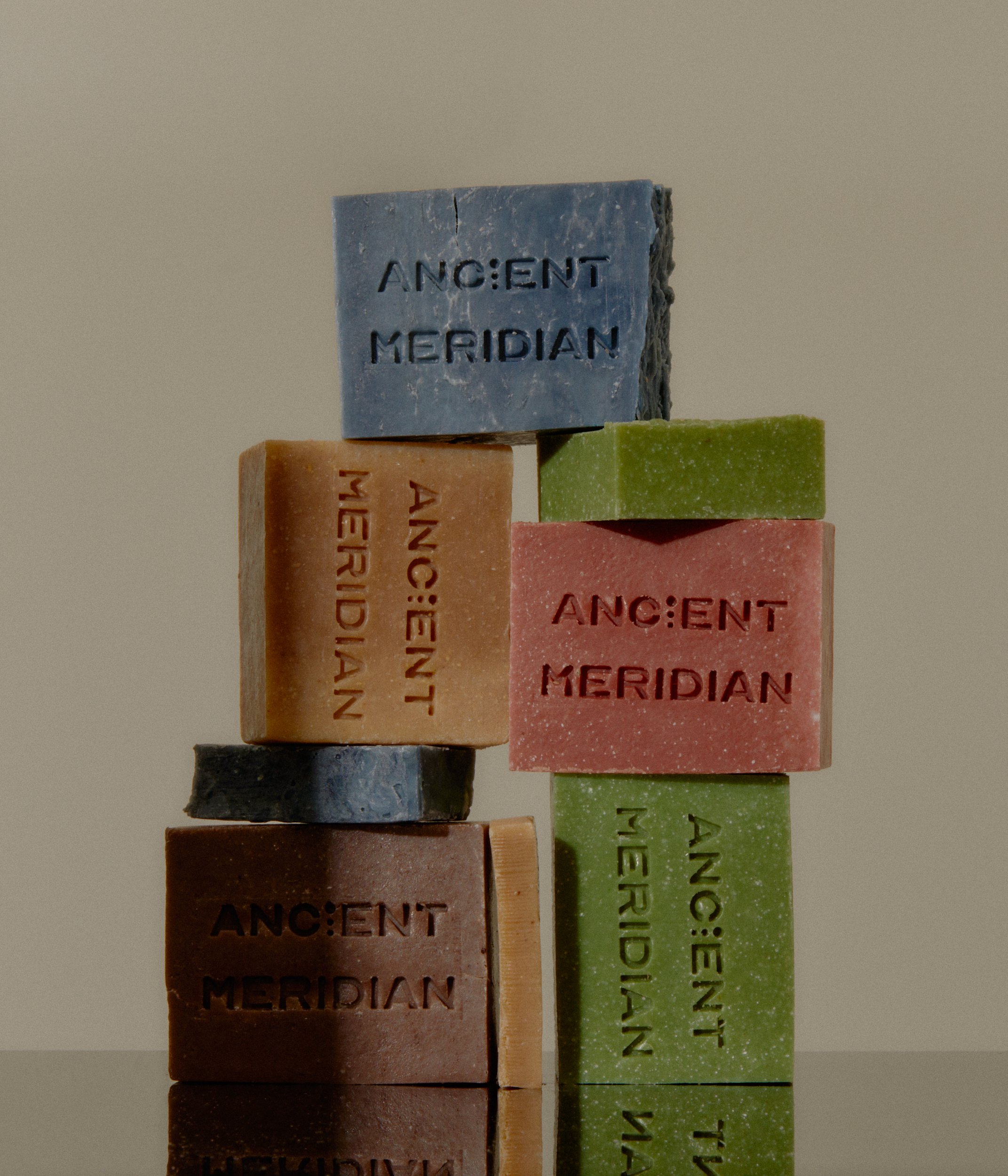 stack colourful textured five set ancient meridian luxury soap blocks