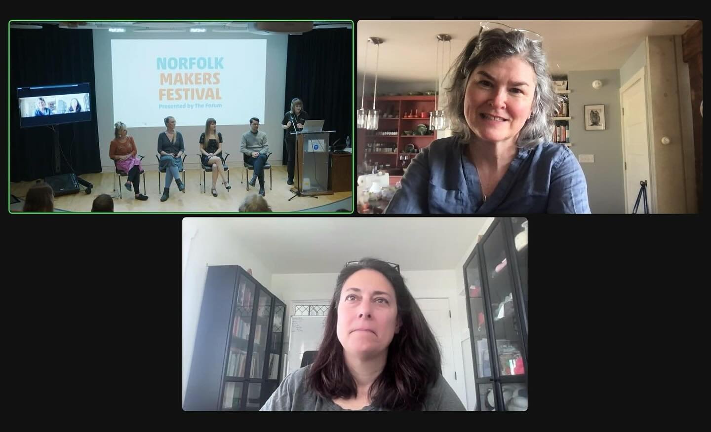 Jen and Masey tuned in the the @norfolkmakersfestival via Zoom today to be part of a panel discussion, &ldquo;From Craft to Career.&rdquo; The other panelists had it all going on. There are still 2 days left to attend the festival for folks who live 