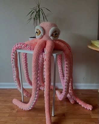 &ldquo;My mom [Martha] was making this octopus for me. She was 67 years old when she passed away from COPD. She was hospitalized for pulmonary rehab several times and would always take it to work on while she was there and loved to talk about it with