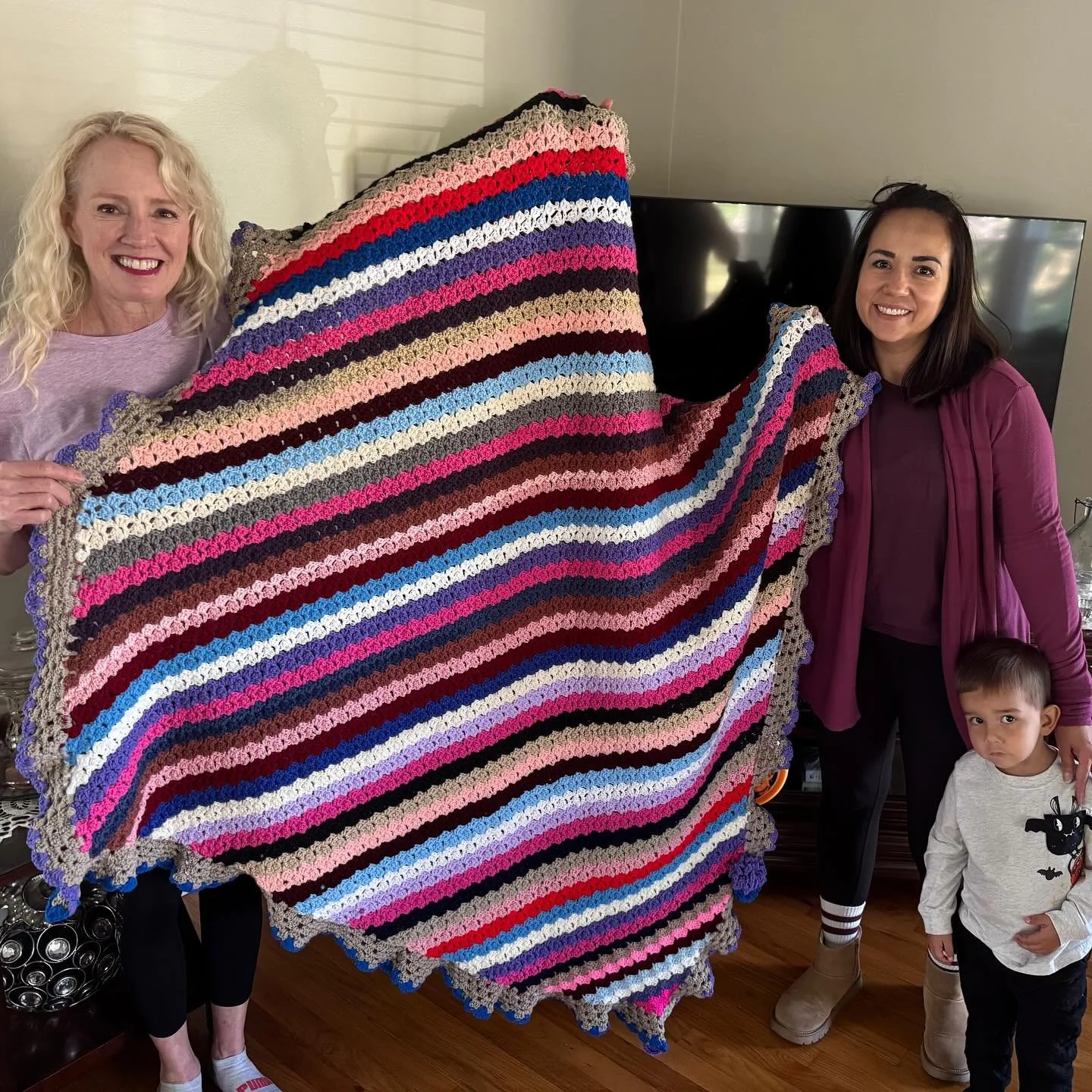 &ldquo;I asked Kaitlin what her grandma&rsquo;s favorite flower was...a gardenia. So...I was not sure I could pull it off, but I did find a pattern for crocheting a gardenia! With purple, and blue, I crocheted two gardenias to mark the place where &l