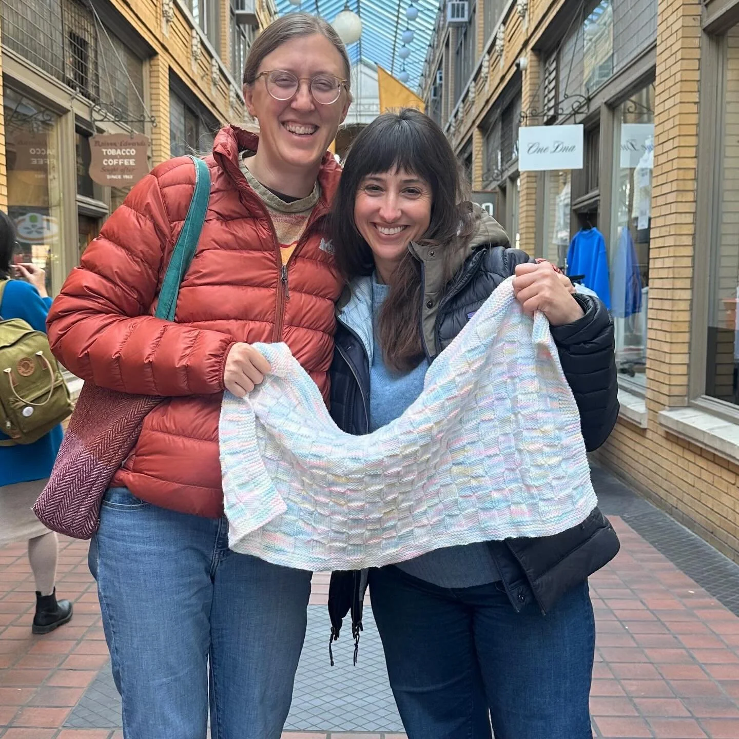 &ldquo;My grandmother, Lois, was a prolific knitter and knit blankets for my two older sons. She had a pattern picked out and yarn to begin Pearl&rsquo;s blanket, but died peacefully on May 9. She is dearly missed. My grandma loved knitting so much, 