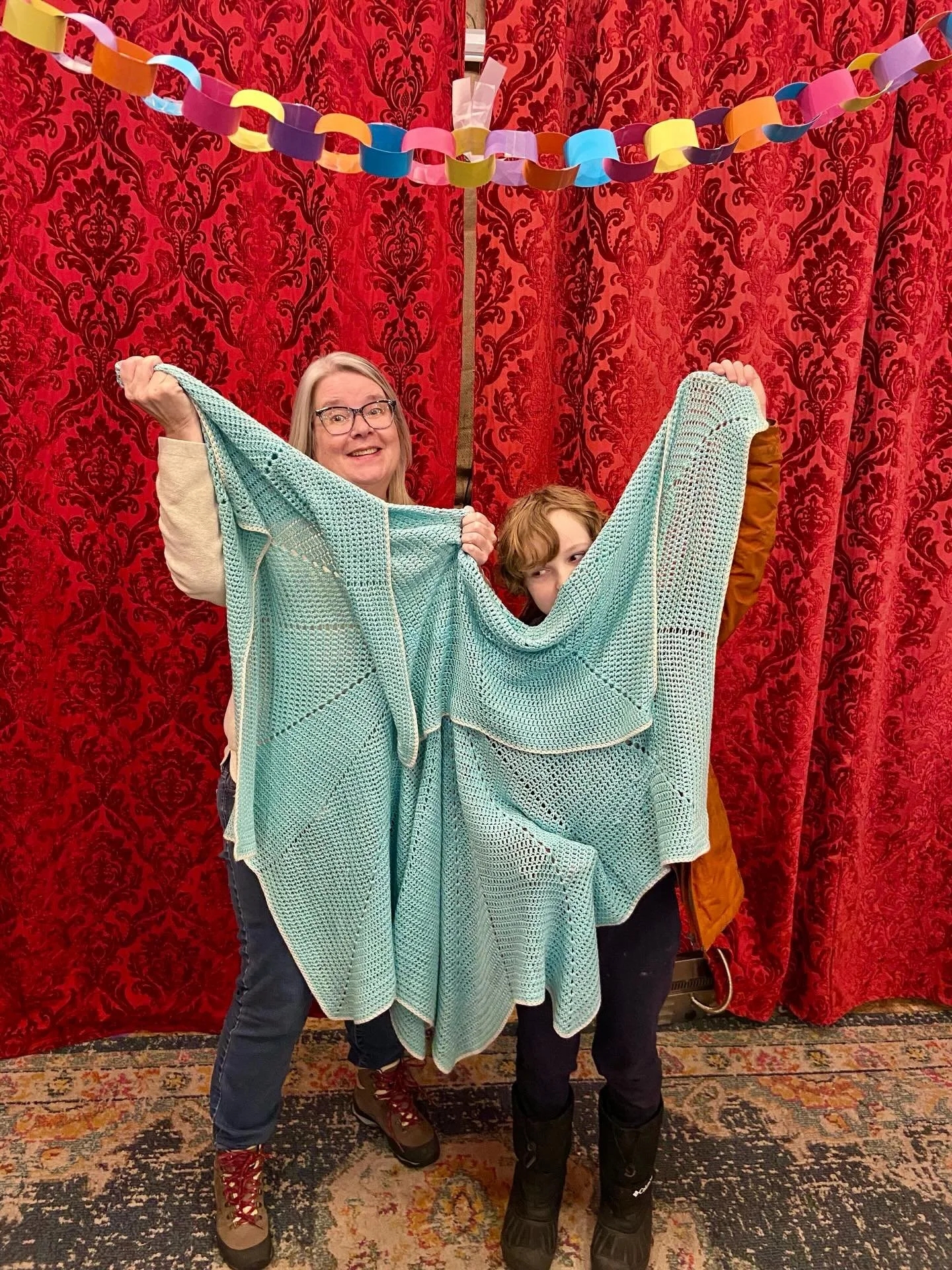 &ldquo;This is my son&rsquo;s blankie, he has had since he was a baby. He is now 8 years old, and it has started to fall apart because our kitten decided it was a toy! Grace, our grandpa&rsquo;s girlfriend&rsquo;s mom knit the blue blankie for him an