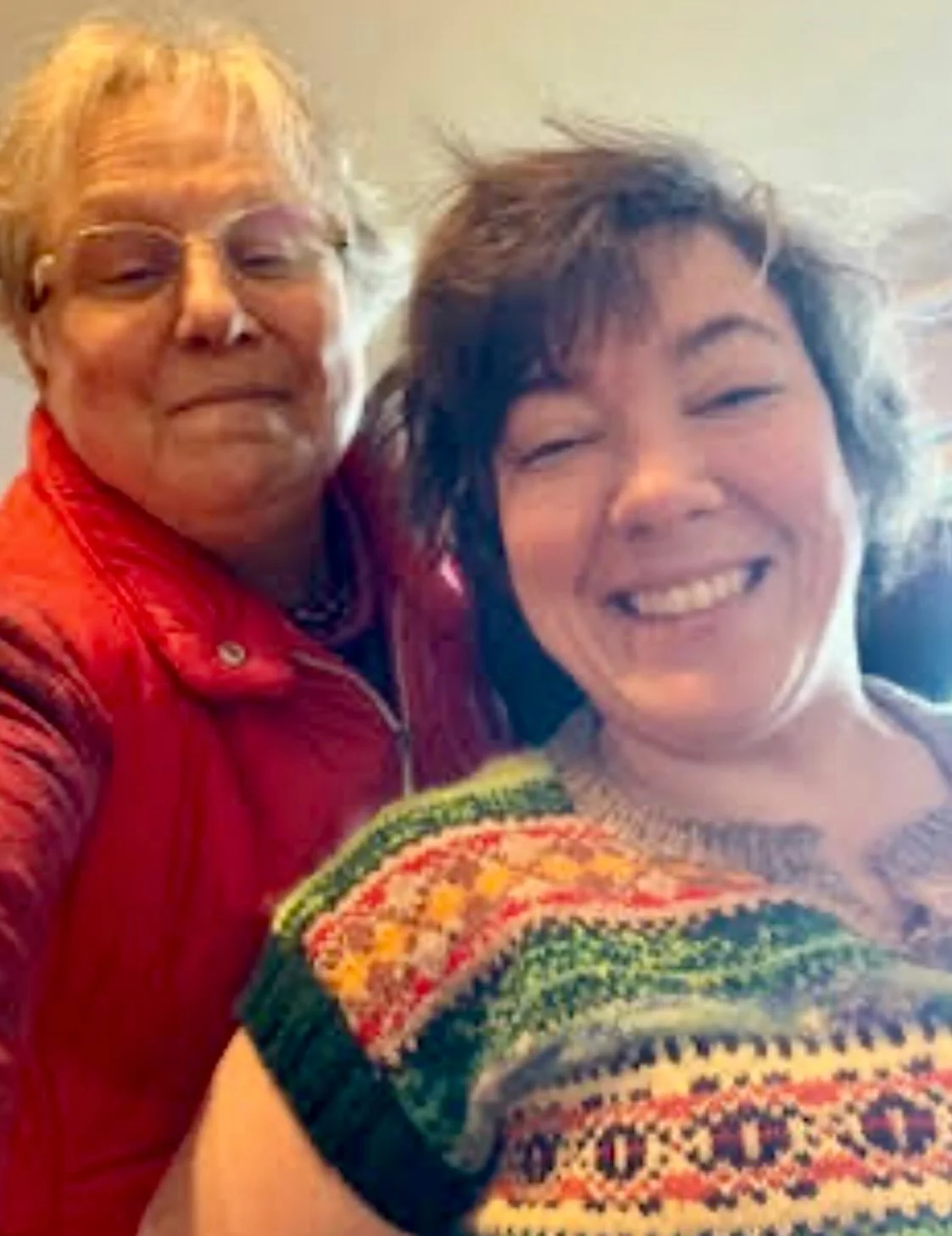 &ldquo;Dear Jenny, 
Thank you so much for finishing my jumper, and for this morning&rsquo;s flying visit. Now when I wear it I&rsquo;ll always think of you as well as mum. If I say you&rsquo;ll always have a special place in my heart that sounds terr