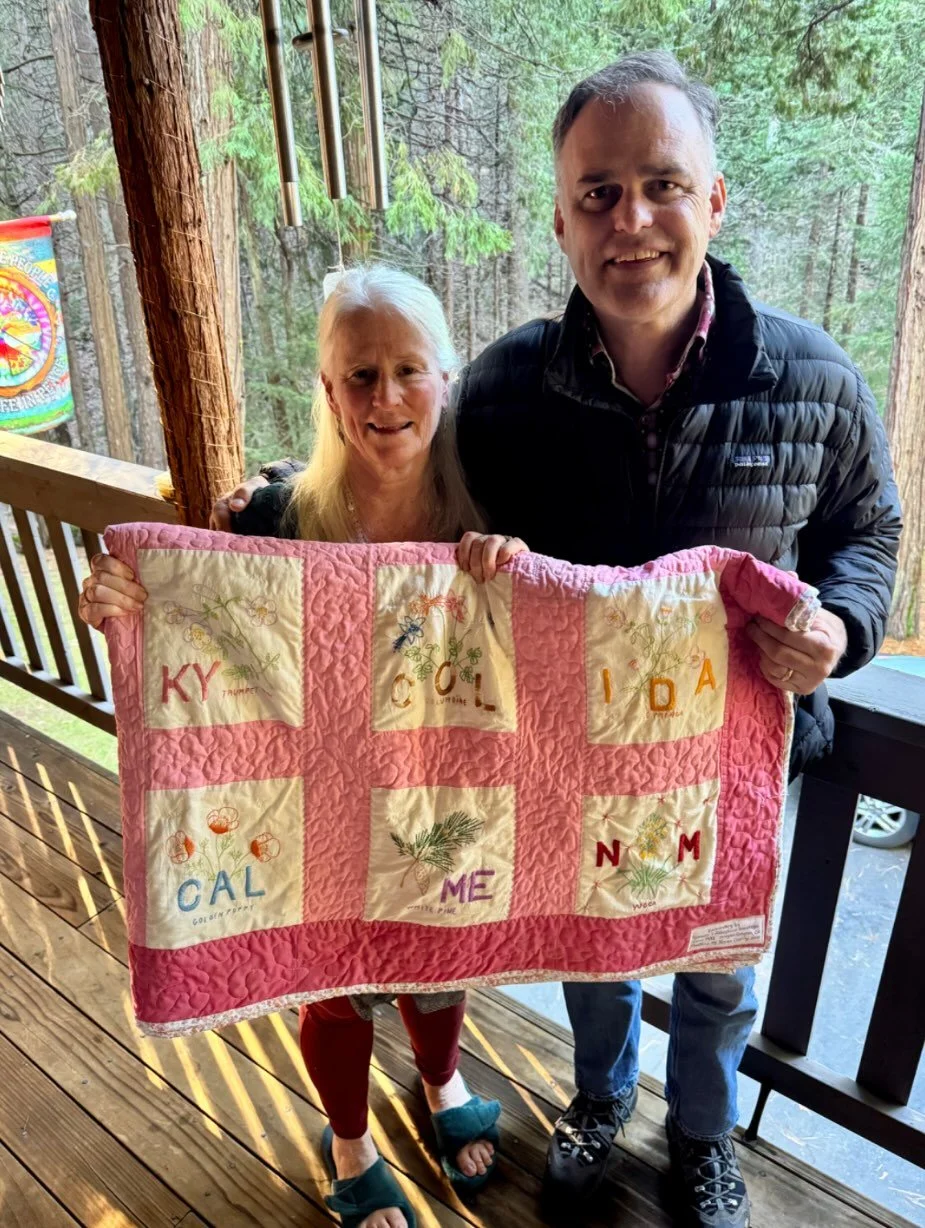 &ldquo;My grandmother started this project in the early 1930&rsquo;s. She made the needle point panels of every state flower and sewed them together to make a quilt top using a treadle Singer sewing machine. She lived on a small rural ranch at the ti