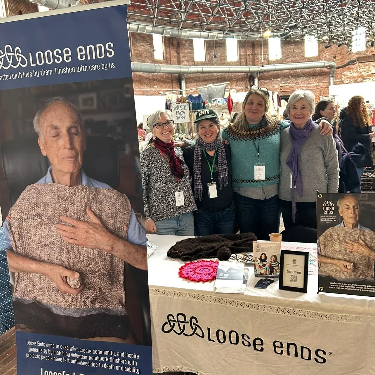 This was our booth last year at @newenglandfarmandfiber - masey (myself) my mother, and two good friends and Loose Ends supporters. Tomorrow is Super Bowl, and the @patriots are playing, and the event is in Boston&hellip; AND this starts at 10 and is