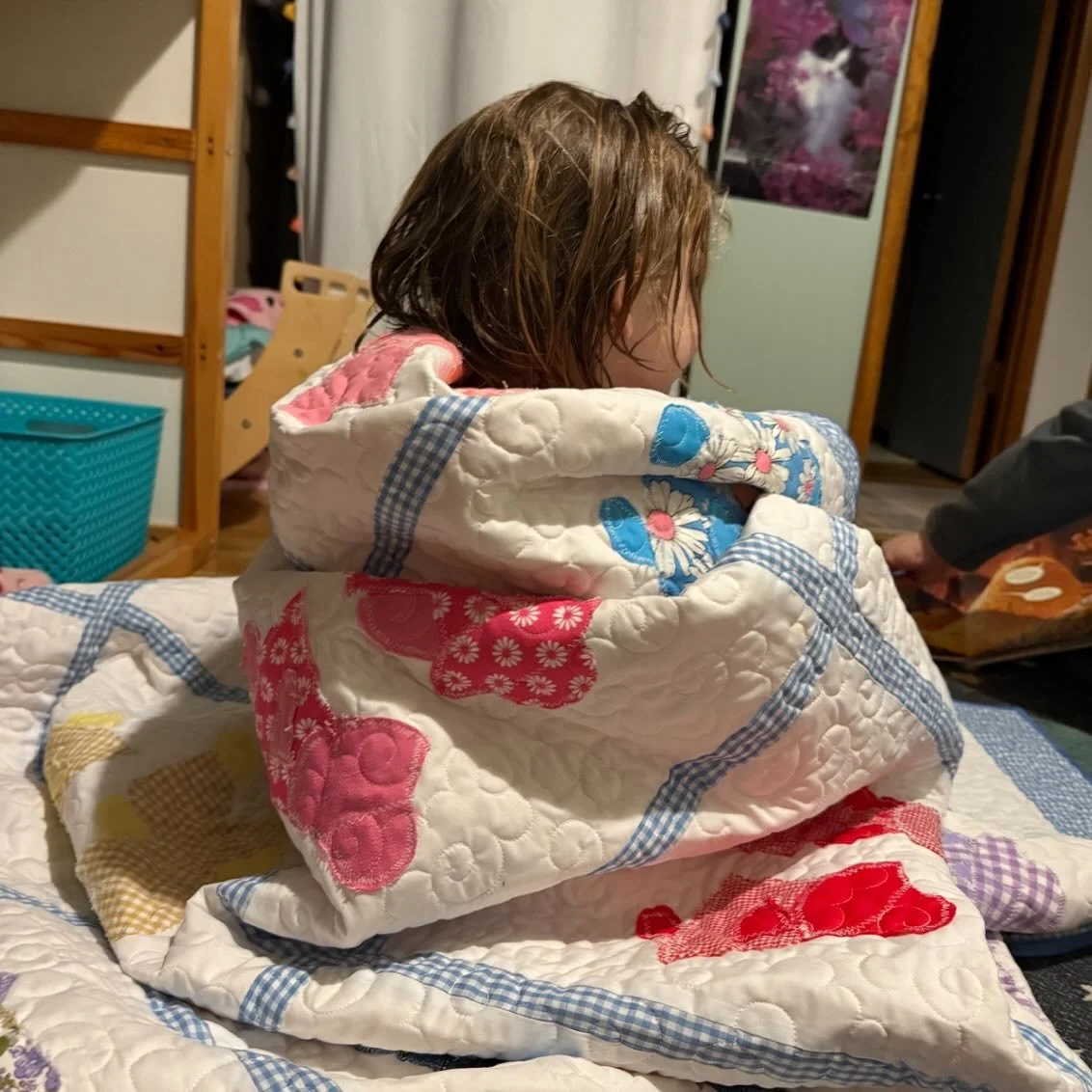 &ldquo;Grandma Johnson was my great-grandma on my mom&rsquo;s side. She made many quilts, including a sunbonnet Sue baby quilt for each of her 4 great-granddaughters. I am the youngest of those 4 and she passed away before she finished. 

My grandma 