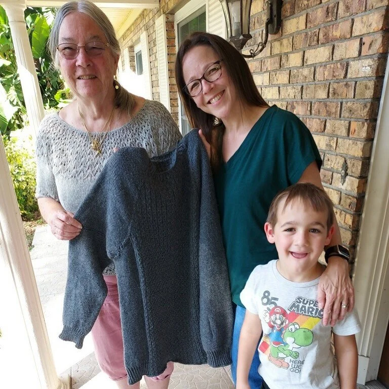 &ldquo;Lois was my mom. She LOVED crafting (knitting, crocheting, cross stitch, etc). I think she was always a little bummed that my brother and I didn&rsquo;t express more excitement for her knitting and such. So when my husband asked her to make a 