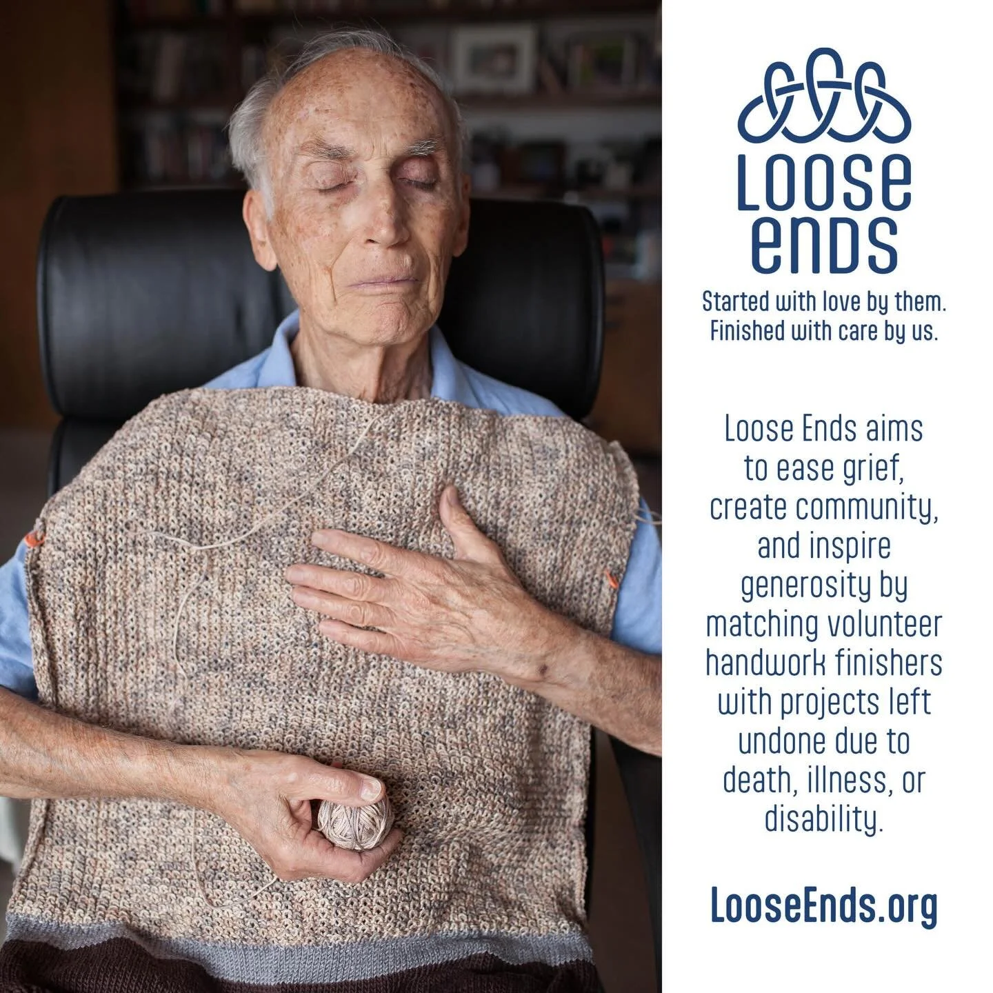 Please share with someone you know who has lost a special crafter in their life, or with a stitcher who is no longer able to craft due to illness or disability. (any textile welcome). Our services are free. Submit projects at LooseEnds.org/submitproj