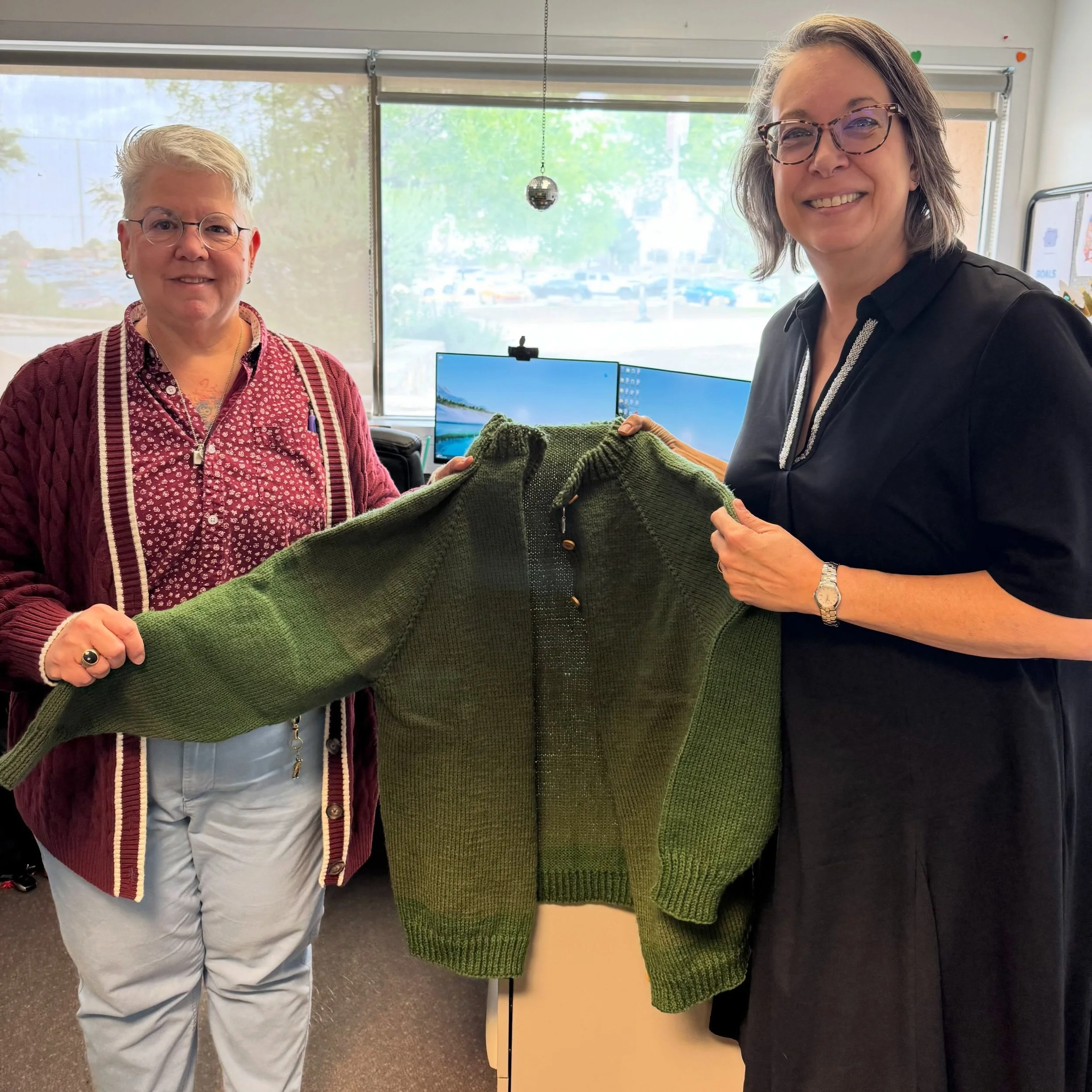 Patti was visiting her mother, Tere, to help get her moved into hospice. She found this project and opened the notebook to find the pattern had her name on it!

&ldquo;I was a little nervous because so little of the knitting had already been done, bu