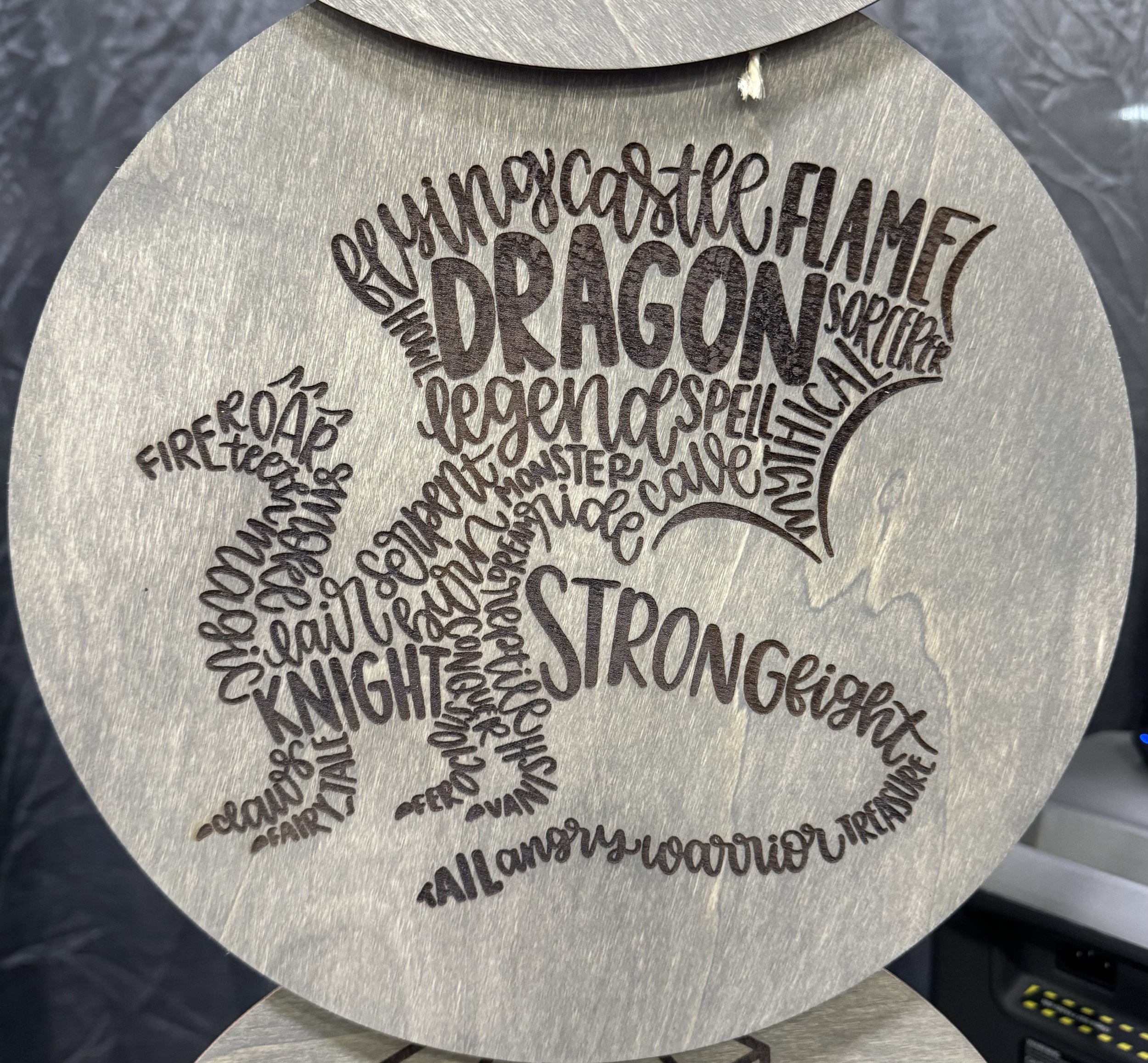 Word Dragon Wood Sign