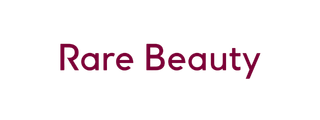 Logo with the text 'Rare Beauty' in purple and black